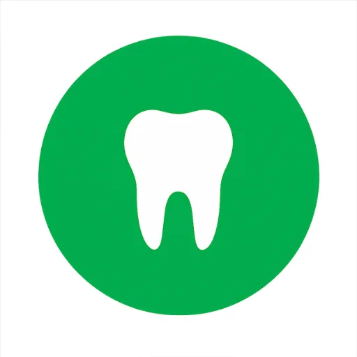 Extracted tooth illustrated on a money green circle
